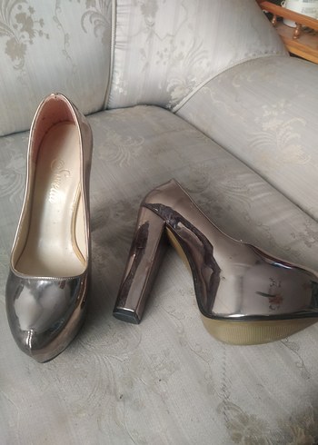 goldj Metal Parlak Stiletto Kadın Ayakkabı - Görsel 2