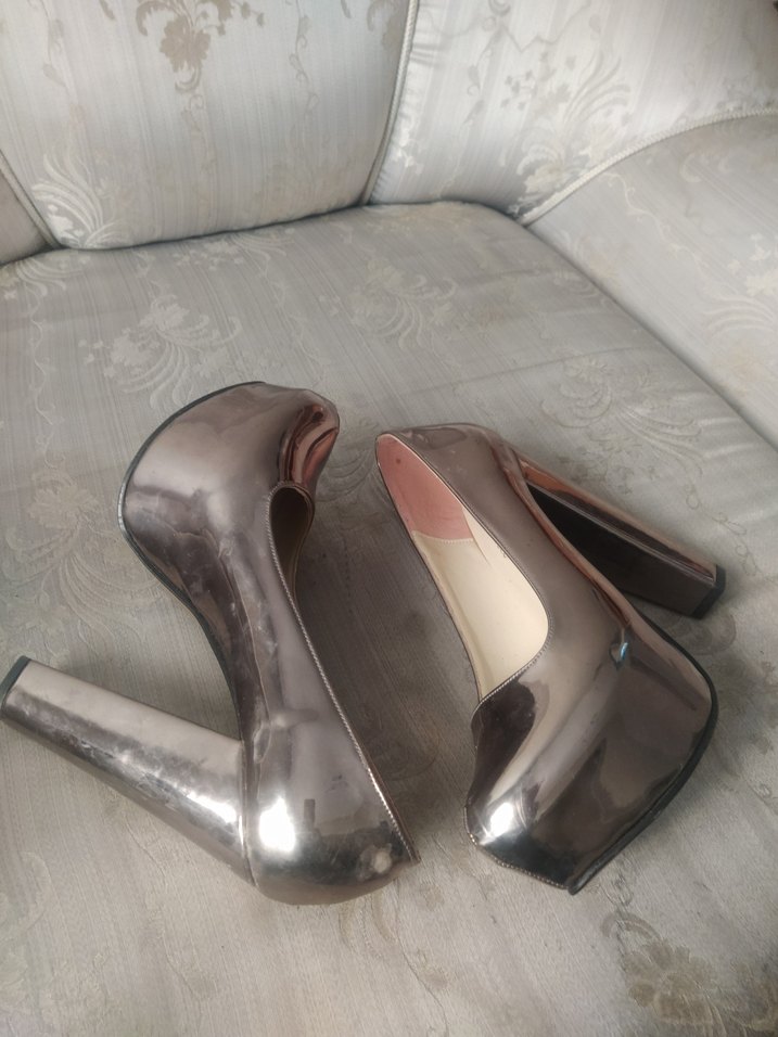 goldj Metal Parlak Stiletto Kadın Ayakkabı - Görsel 3