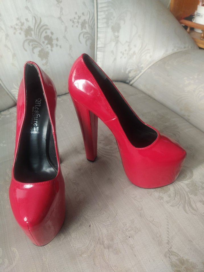 Parlak Kırmızı Rugan Stiletto Topuklu Kadın Ayakkabı platform - Görsel 2