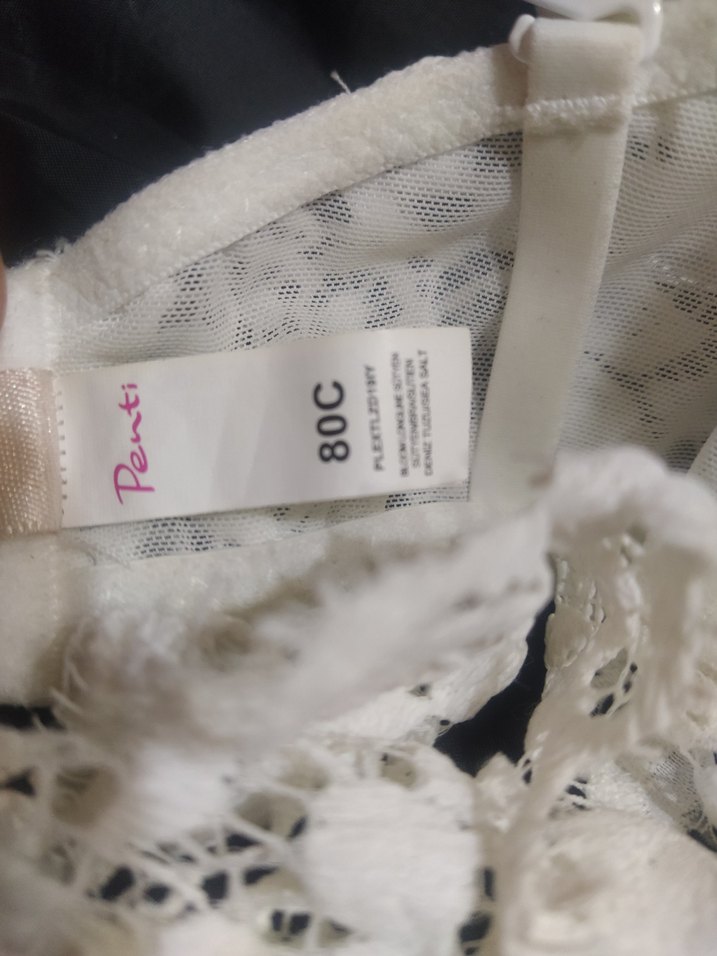 İşlemeli Beyaz Mini Bohem Büstiyer 80 beden - Görsel 4