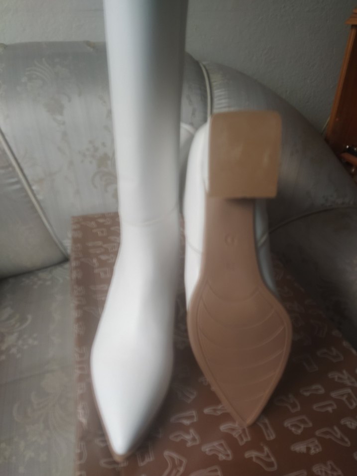 Kadın Beyaz Dizüstü Deri Çizme - Görsel 3