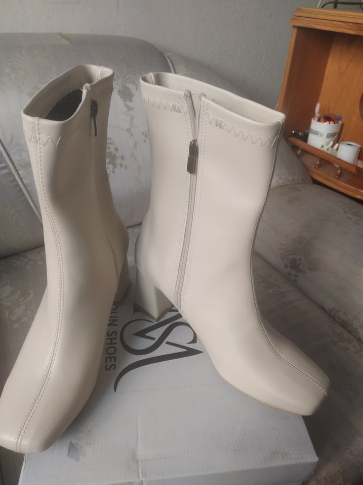 ten renk Deri Stiletto Topuklu Kadın Bot - Görsel 2