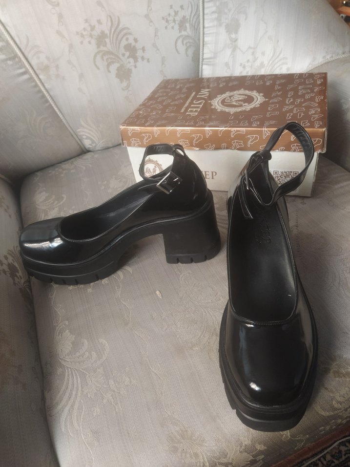 Siyah Rugan Platform Topuklu Goth Ayakkabı - Görsel 2