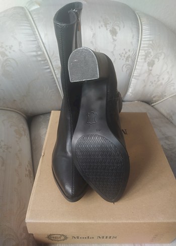 Siyah Deri Stiletto Topuklu Kadın Bot - Görsel 3