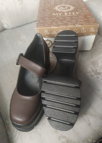 Kahverengi Kadın Platform Topuklu Tokalı Ayakkabı - Görsel 3