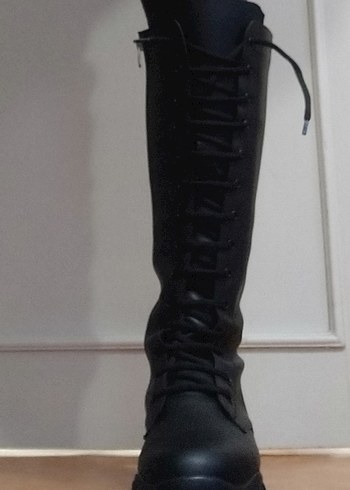 Kadın Siyah Dizüstü Gotik Topuklu Çizme - Görsel 6