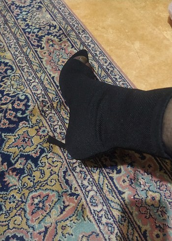 Siyah Elastik Topuklu Stiletto Kadın Bot - Görsel 8