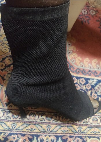 Siyah Elastik Topuklu Stiletto Kadın Bot - Görsel 6