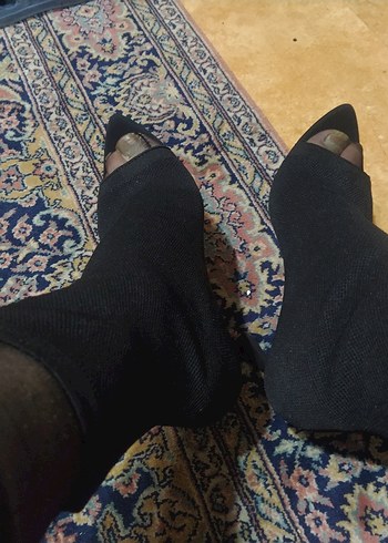 Siyah Elastik Topuklu Stiletto Kadın Bot - Görsel 5