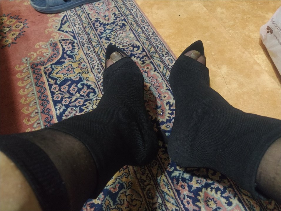 Siyah Elastik Topuklu Stiletto Kadın Bot - Görsel 5