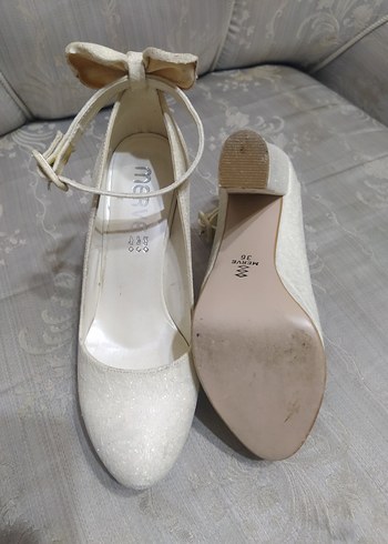 Beyaz Stiletto Topuklu Kadın Düğün Ayakkabısı - Görsel 3