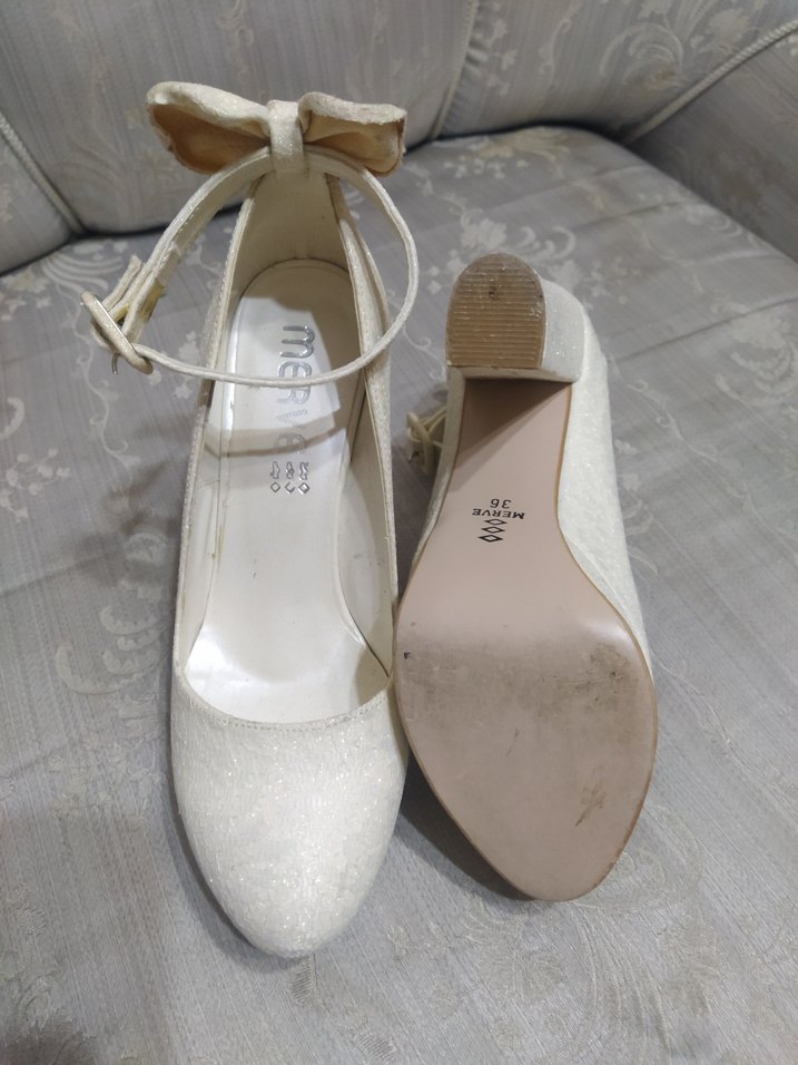 Beyaz Stiletto Topuklu Kadın Düğün Ayakkabısı - Görsel 3