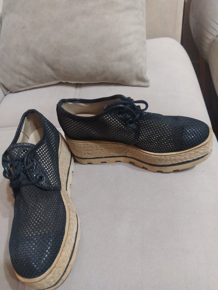 Siyah Bağcıklı Espadril ayakkbi file - Görsel 2