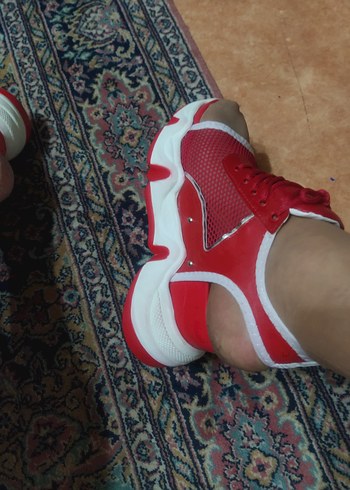 40 Beden kırmızı Renk Kırmızı Bağcıklı Platform Spor Ayakkabı