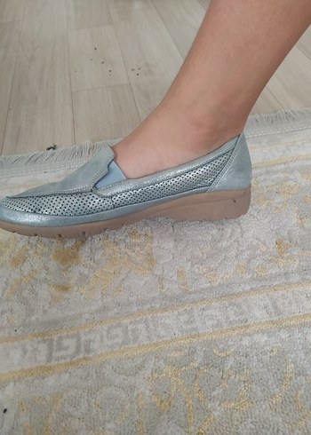 Püsküllü Mavi Kadın Espadril gerçek deri - Görsel 5