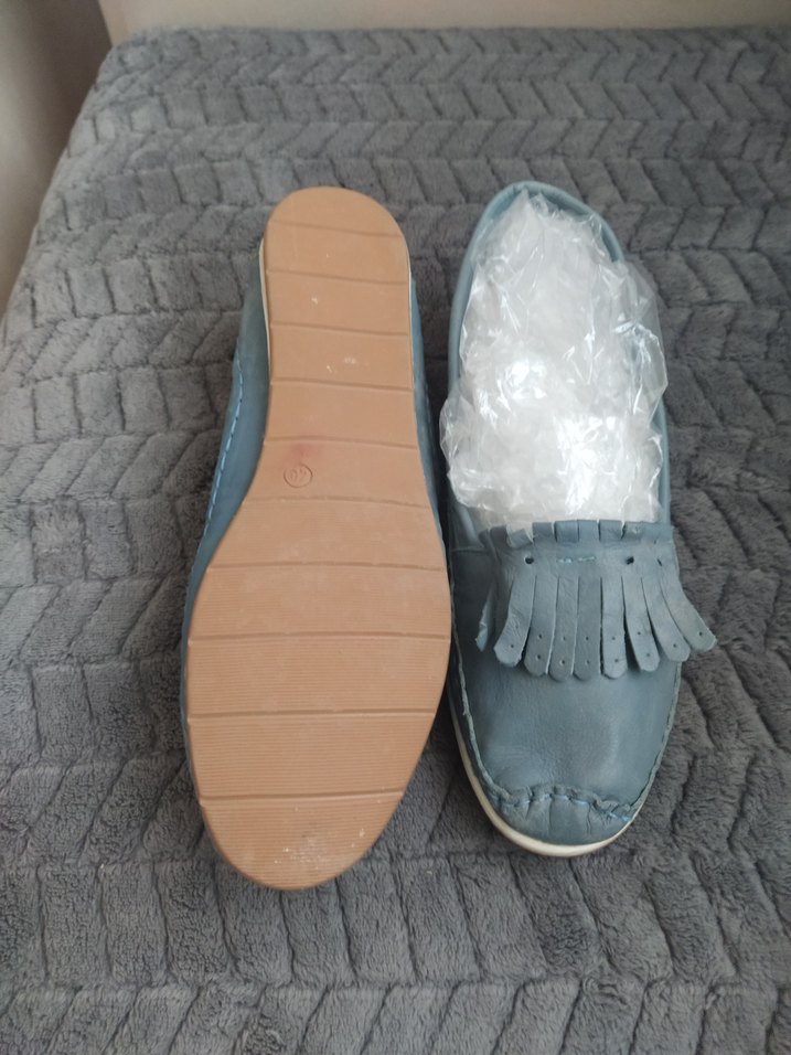 Püsküllü Mavi Kadın Espadril gerçek deri - Görsel 3