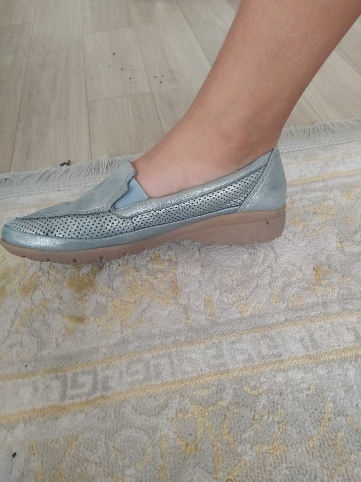 Püsküllü Mavi Kadın Espadril gerçek deri - Görsel 5