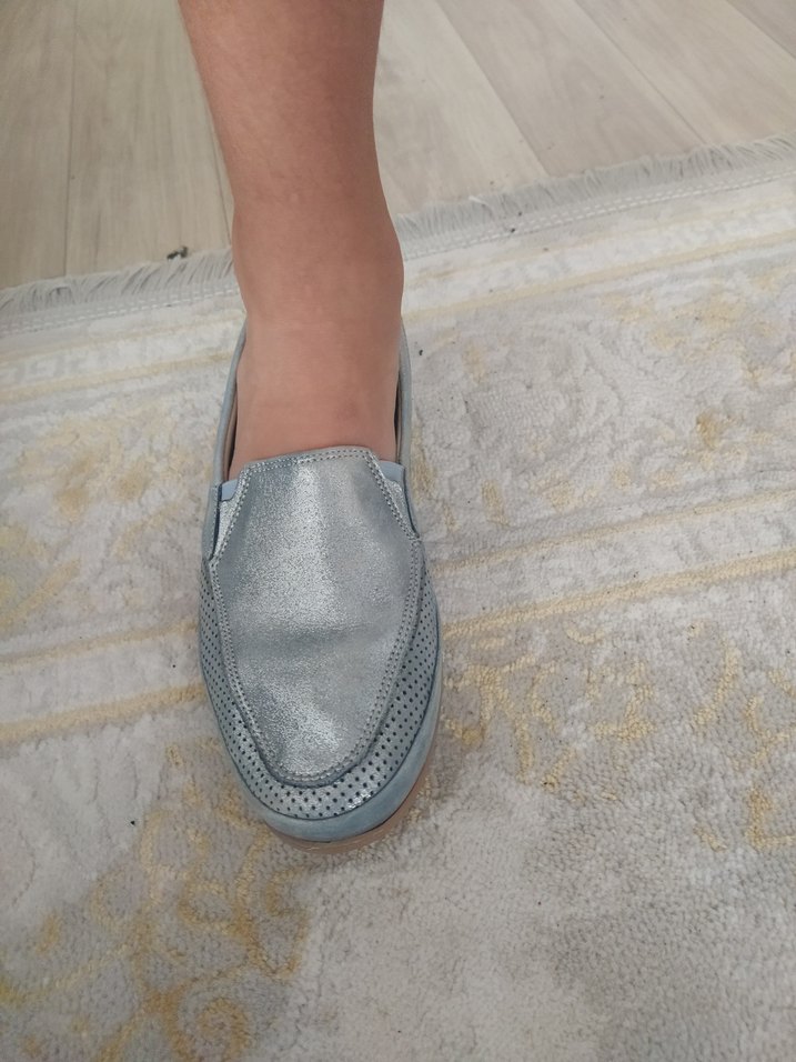 Püsküllü Mavi Kadın Espadril gerçek deri - Görsel 4