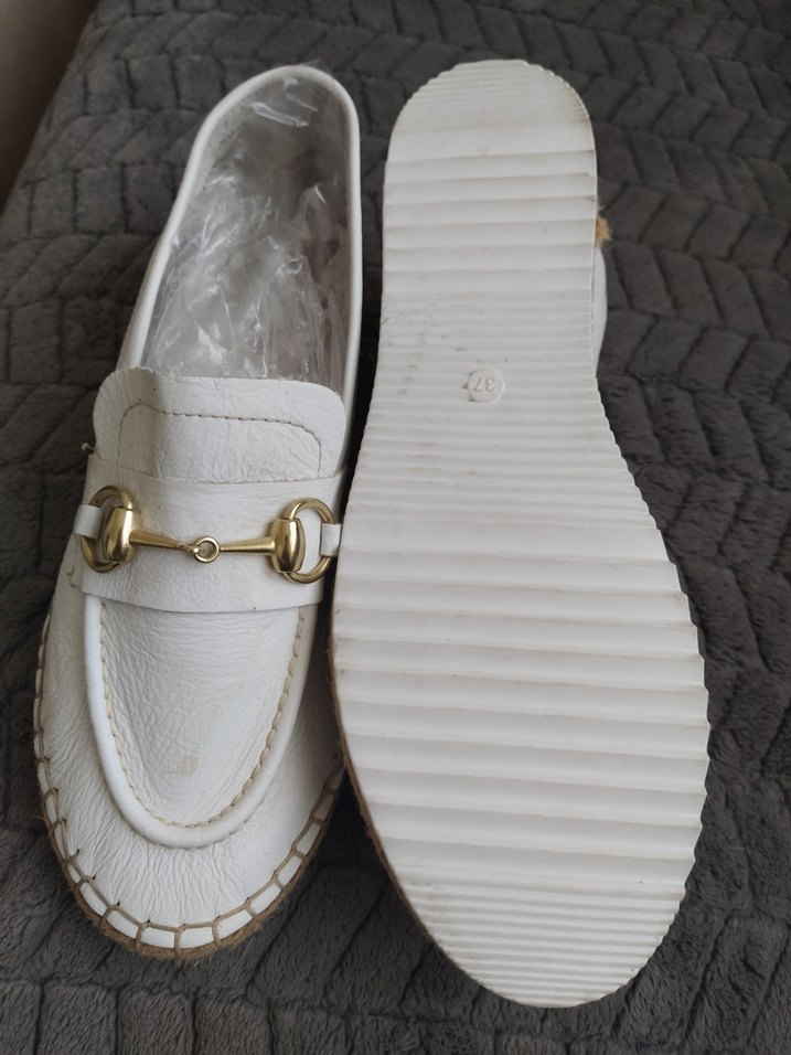 Kadın Beyaz Deri Tokalı Espadril - Görsel 3