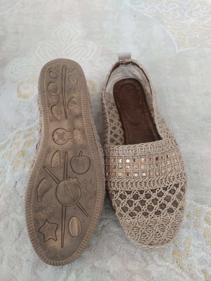 Bej Örgü Detaylı Kadın Dolgu Topuk Espadril - Görsel 3