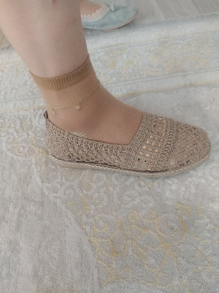 Bej Örgü Detaylı Kadın Dolgu Topuk Espadril - Görsel 5