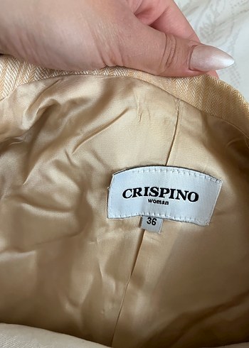 Düğmeli Bej Keten Kadın Blazer Ceket - Görsel 3