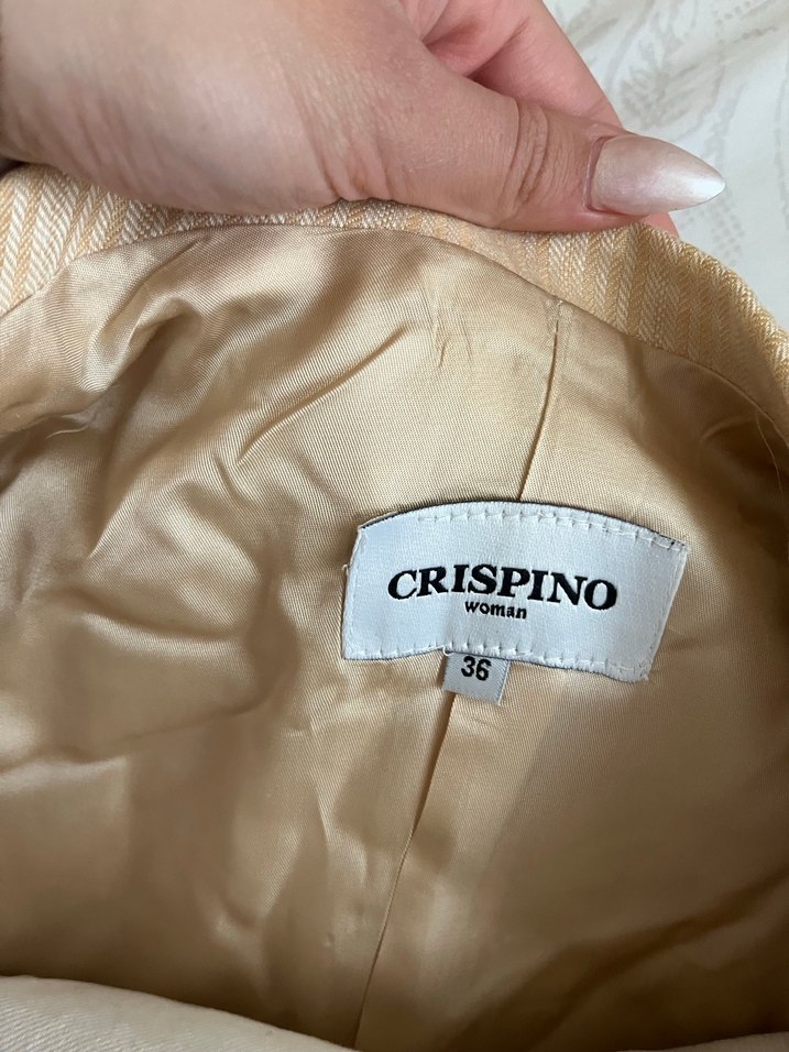 Düğmeli Bej Keten Kadın Blazer Ceket - Görsel 3