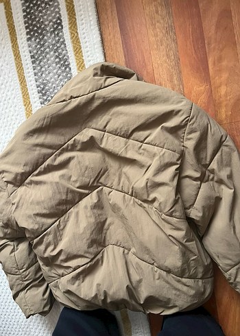 Bej Kadın Bershka Kışlık Düğmeli Mont - Görsel 2