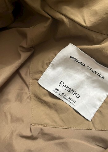 Bej Kadın Bershka Kışlık Düğmeli Mont - Görsel 3