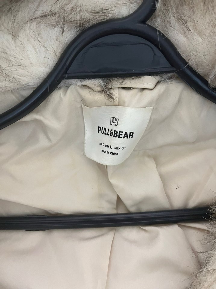 Pull And Bear Gri Yüksek Yakalı Kadın Suni Kürk Ceket - Görsel 4