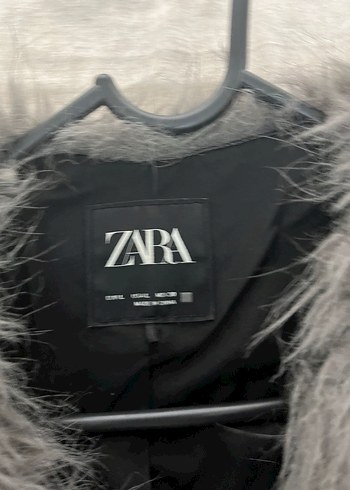 Zara Gri Kadın Kürk Detaylı Midi Ceket - Görsel 2