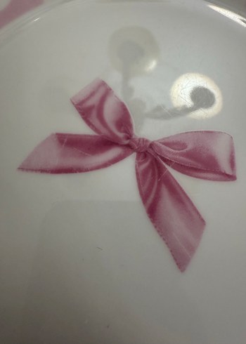 Paşabahçe Pembe Fiyonk Desenli Porselen 4 Tabak Seti