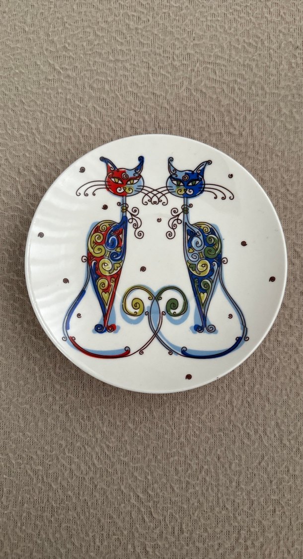 Renkli Kedi Desenli 2'li çay Tabak Seti - Görsel 2