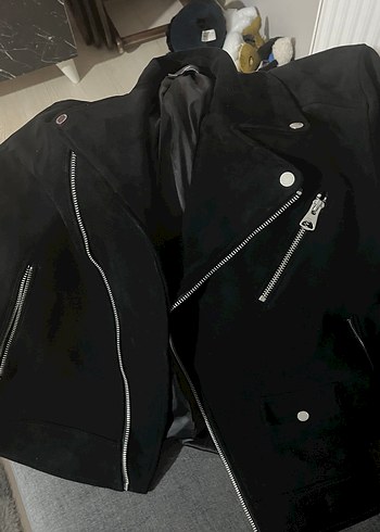Siyah Fermuarlı ünisex Deri Ceket - Görsel 2