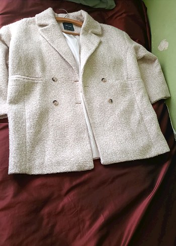 Bej Düğmeli Midi Kadın Kaban - Görsel 3