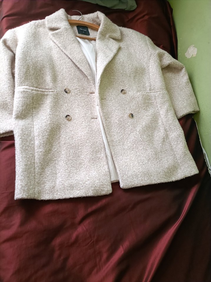 Bej Düğmeli Midi Kadın Kaban - Görsel 3