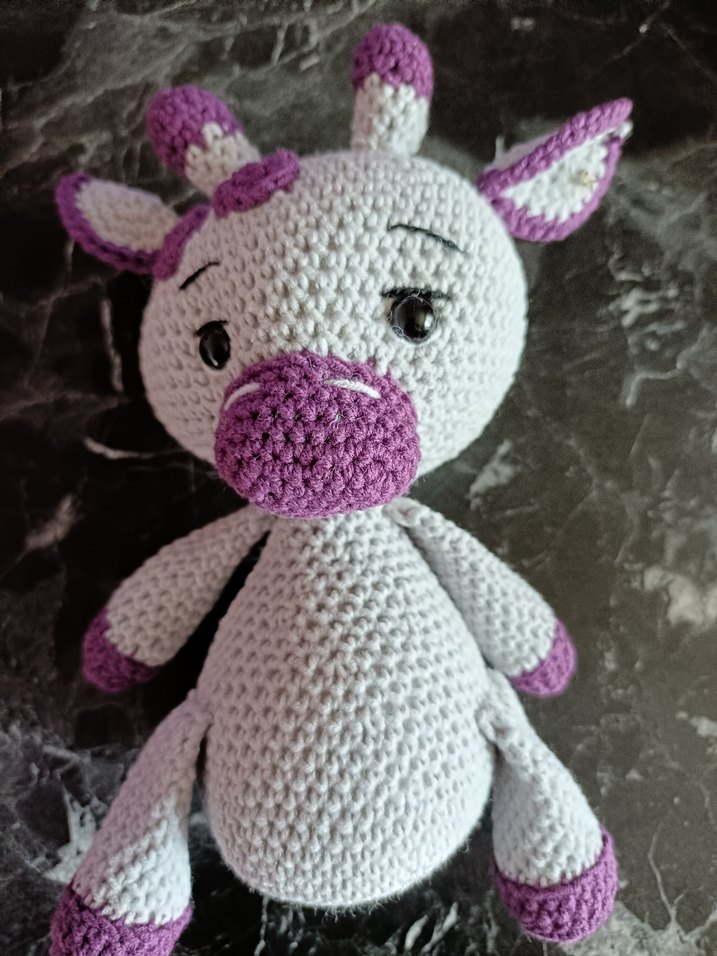 Mor ve Gri El Örgüsü Peluş Oyuncak - Görsel 3