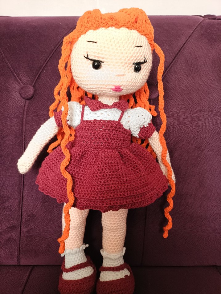 Bordo El Örgüsü Bebek - Görsel 4