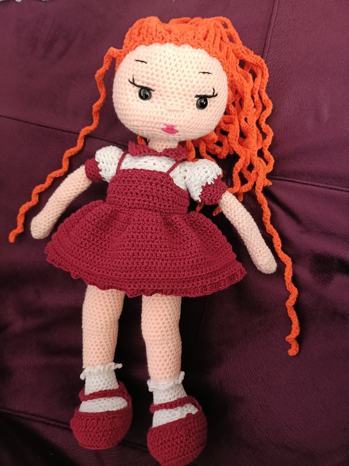 Bordo El Örgüsü Bebek - Görsel 5