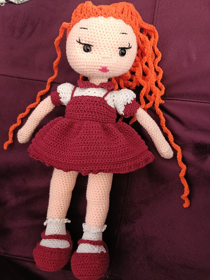 Bordo El Örgüsü Bebek - Görsel 2