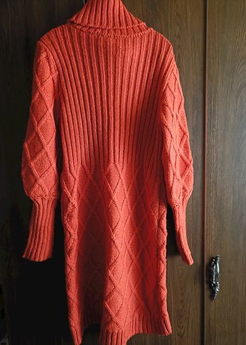 Kırmızı Bohem Uzun Kollu Boğazlı Triko Kazak - Görsel 2