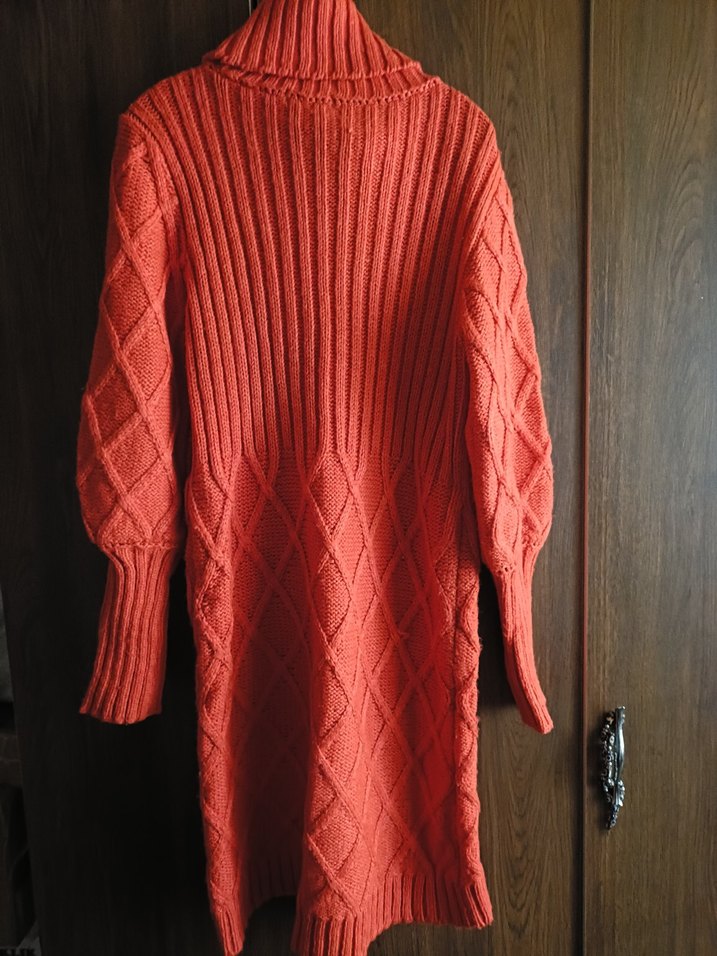 Kırmızı Bohem Uzun Kollu Boğazlı Triko Kazak - Görsel 2