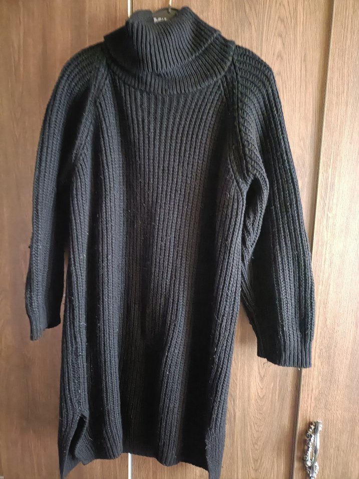 Siyah Balıkçı Yaka Örgü Yün Kazak - Görsel 3