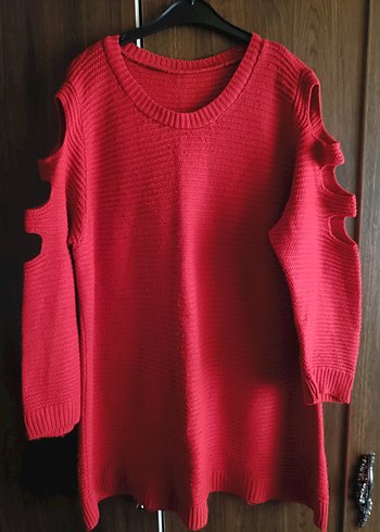 Kırmızı Triko Kadın Kazak - Görsel 4