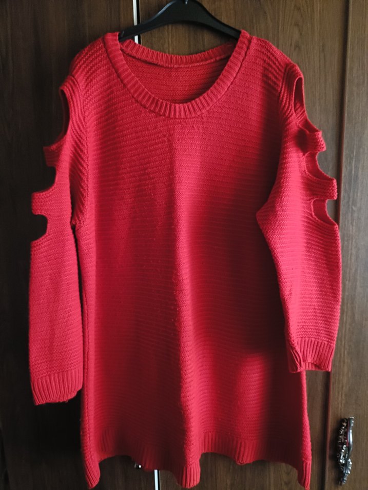 Kırmızı Triko Kadın Kazak - Görsel 4