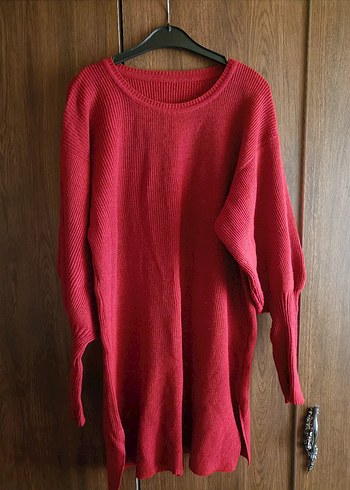 Kırmızı Kadın Triko Bisiklet Yaka Kazak - Görsel 3