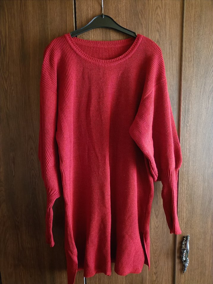 Kırmızı Kadın Triko Bisiklet Yaka Kazak - Görsel 3