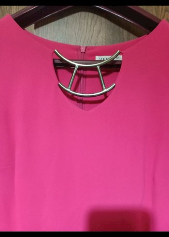 Pembe V Yakalı Midi Elbise - Görsel 3