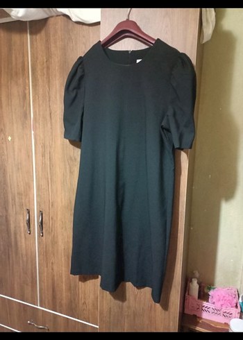 Siyah Midi Kadın Kısa Kollu Klasik Kesim Kaban - Görsel 5