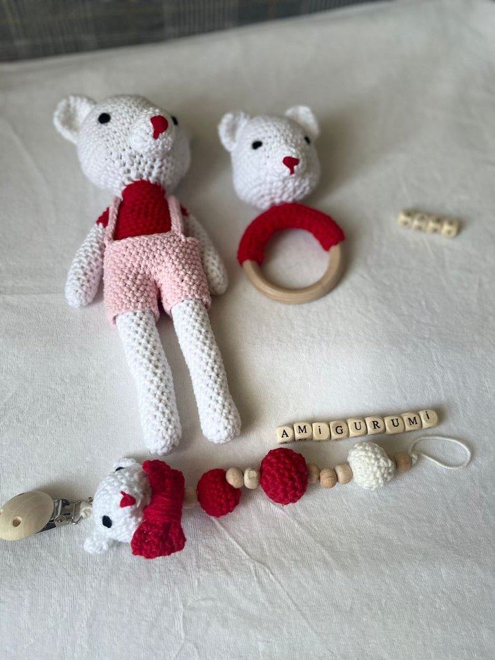 Renkli El Yapımı Diş Kaşıyıcı ve Çıngırak Seti - Görsel 5